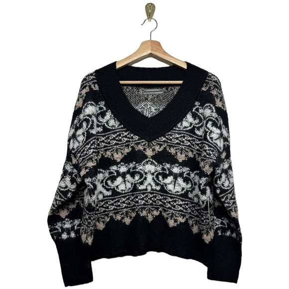 NWT ANTHROPOLOGIE Textured V-Neck Sweater Black XS - Picture 5 of 12